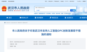 武汉市支持人工智能OPC创新发展若干措施